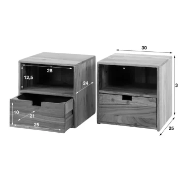 Sale HUUS Nachtkastje Ebony – Set Van 2